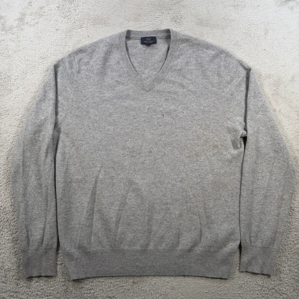 Brooks Brothers Sweater Men Large Grey 100% Cashmere Crewneck Pullover Pure Soft